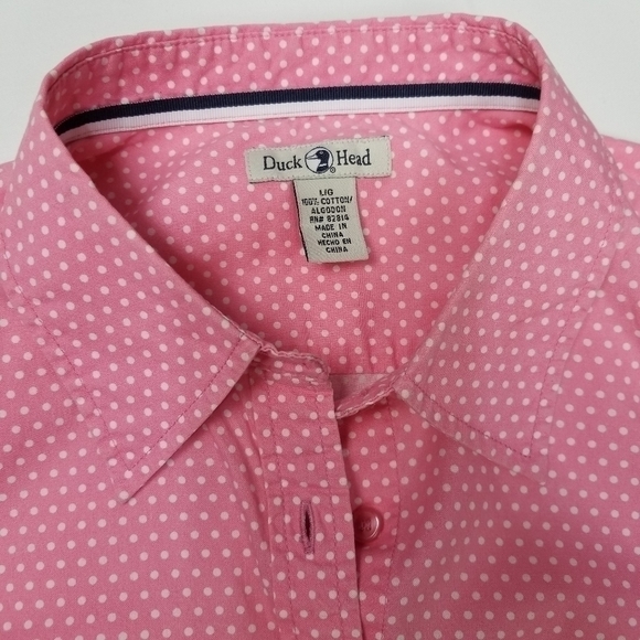 Duck Head Pink White Polka Dot Shirt L/g - Picture 5 of 8